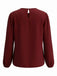 [Plus Size] Burgundy 1940s Pleated Long Sleeve Blouse