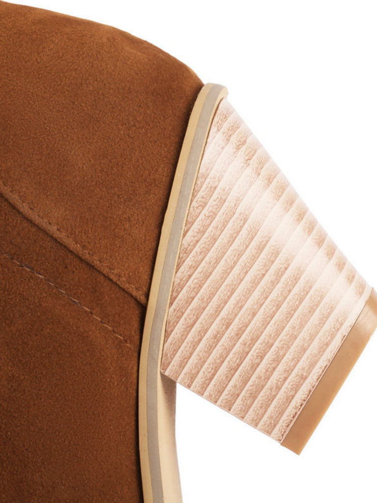 Suede Knee Lace-Up Block Heel Boots