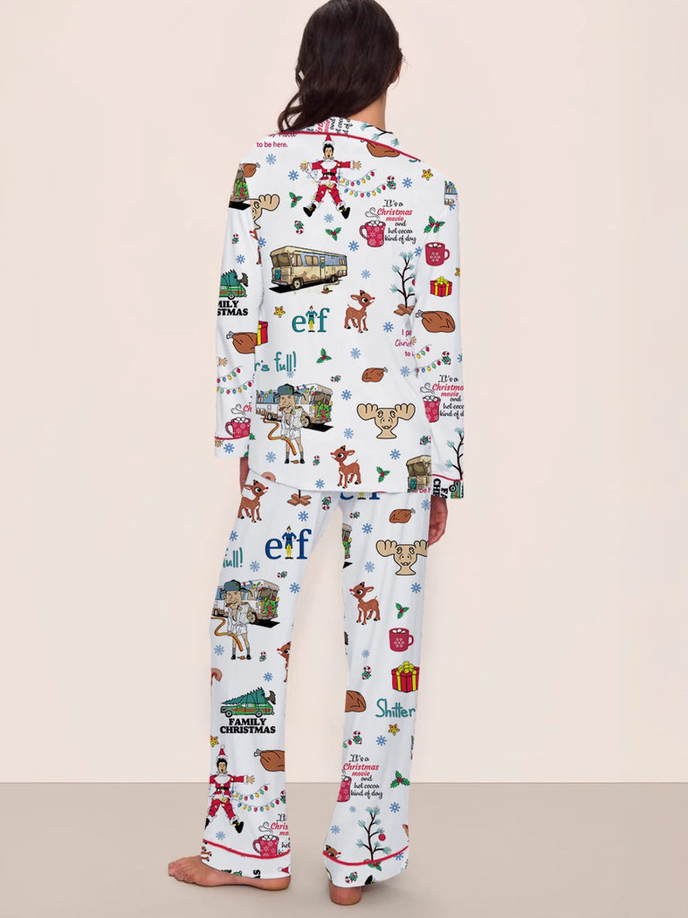 1980s Christmas Print Pajama Set