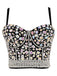 1970s Rhinestone Pearl Spaghetti Strap Corset Top