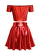 2PCS Metallic 1970 Disco Off-Shoulder Top & Pleated Skirt