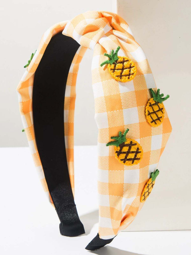 Fruit Gingham Plaid Retro Bow Headband
