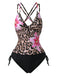 1950s V-Neck Floral Patchwork Tankini Set