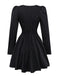Black 1950s Leopard Vertical Stripe Waist Dress