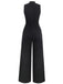 Black 1930s Sleeveless Chain Drawstring Half-Turtleneck Jumpsuit