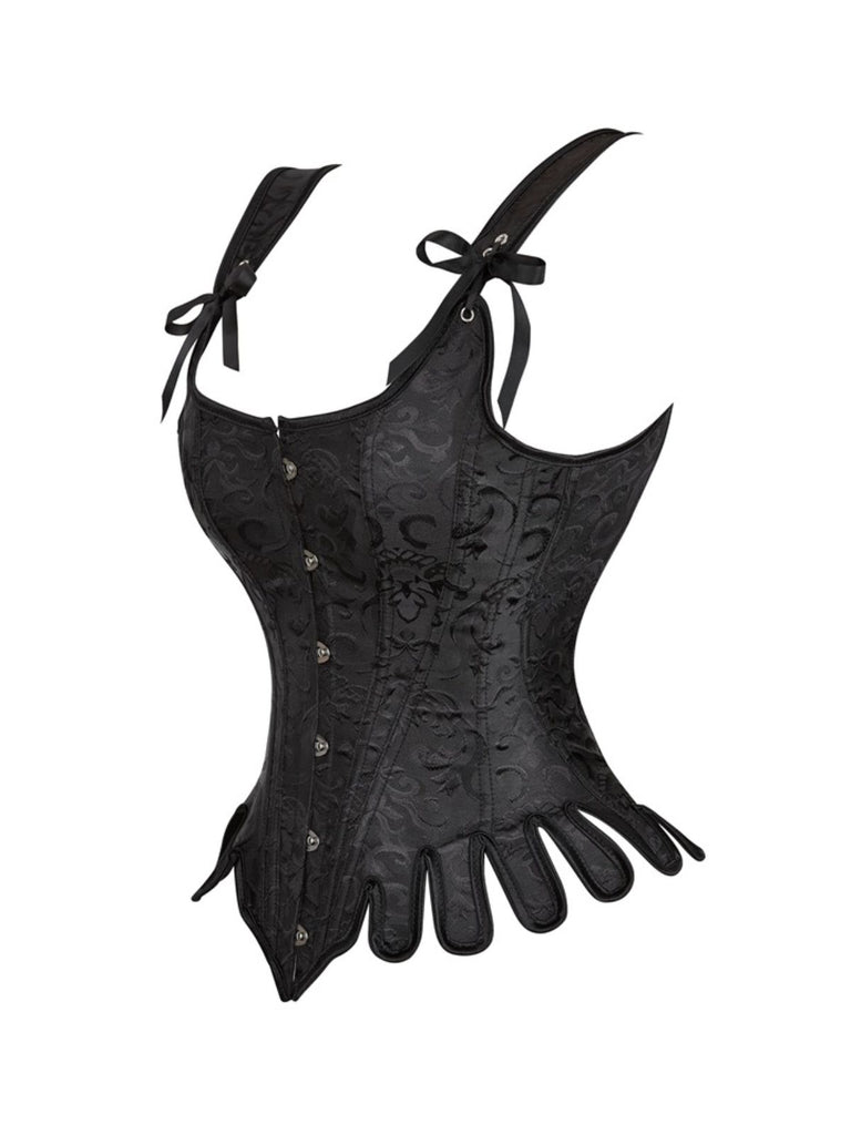 Black 1980s Jacquard Brocade Gothic Corset