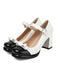 Round Toe Colorblock Patent Leather High Heels