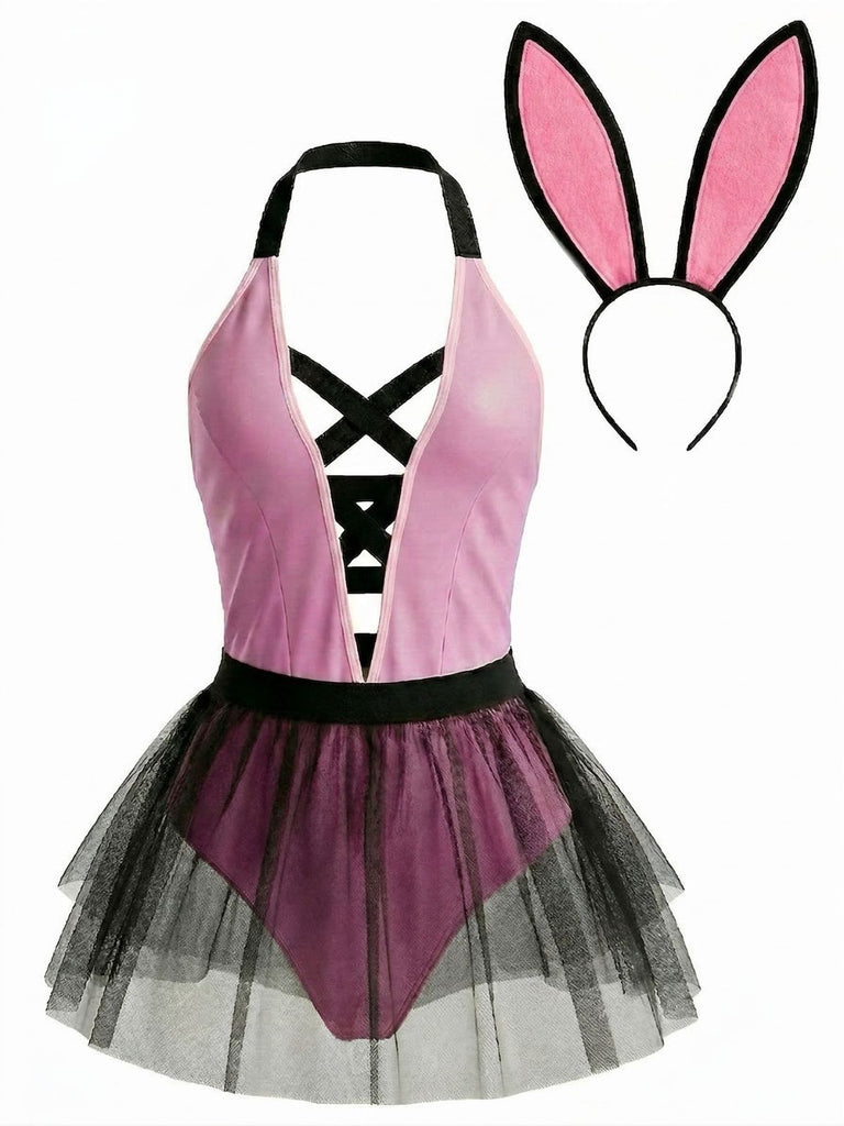 Pink 1950s Strappy Tulle Bunny Costume Set