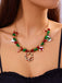 Christmas Bells Candy Cane Wreath Pendants Necklace