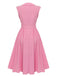 Pink 1950s Doll Collar Solid Dress