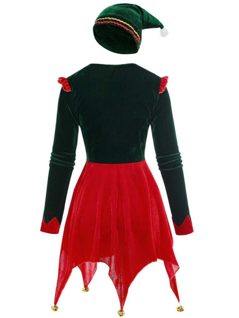 Red 1970s Christmas Elf Jovie Dress Set