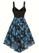 [Plus Size] Dark Blue 1950s Feather Jacquard Asymmetric Dress