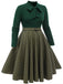 [Plus Size] Dark Green 1950s Plaid Knitting Dress