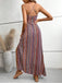 1970s Irregular Print Backless Boho Dress