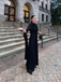 1930s Satin Long Sleeve Ruffled Hem Ruched Jumpsuit