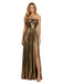 Gold 1930s Metallic Cross Halter Pleated Dress