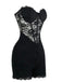 Black 1960s Floral Lace Bandeau Romper