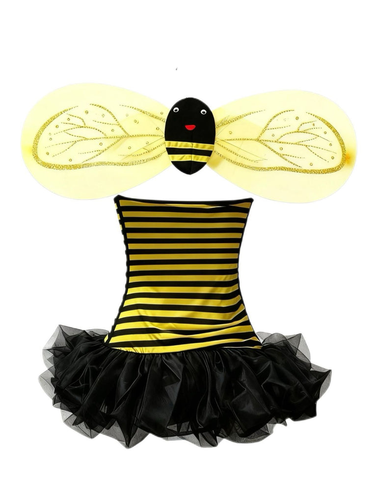 Yellow 1960s Striped Bee Cosplay Costume Set
