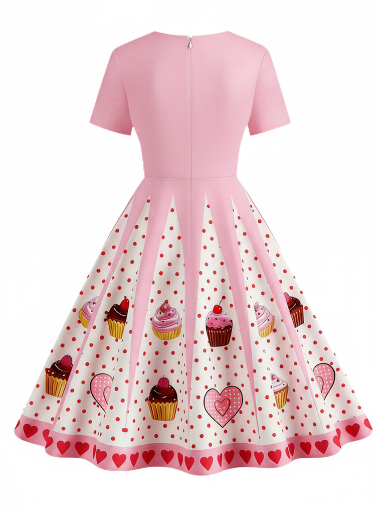 [Pre-Sale] Pink 1950s Valentine's Cake Swing Dress