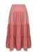 Pink 1940s Denim Button-Down Tiered Maxi Skirt