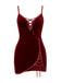 Deep Red 1980s Lace-Up Velvet Strap Nightgown