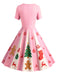 [Pre-Sale] Pink 1950s Christmas Snowflake Swing Dress
