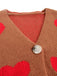 1950s Valentine's Day Heart Print Knit Cardigan