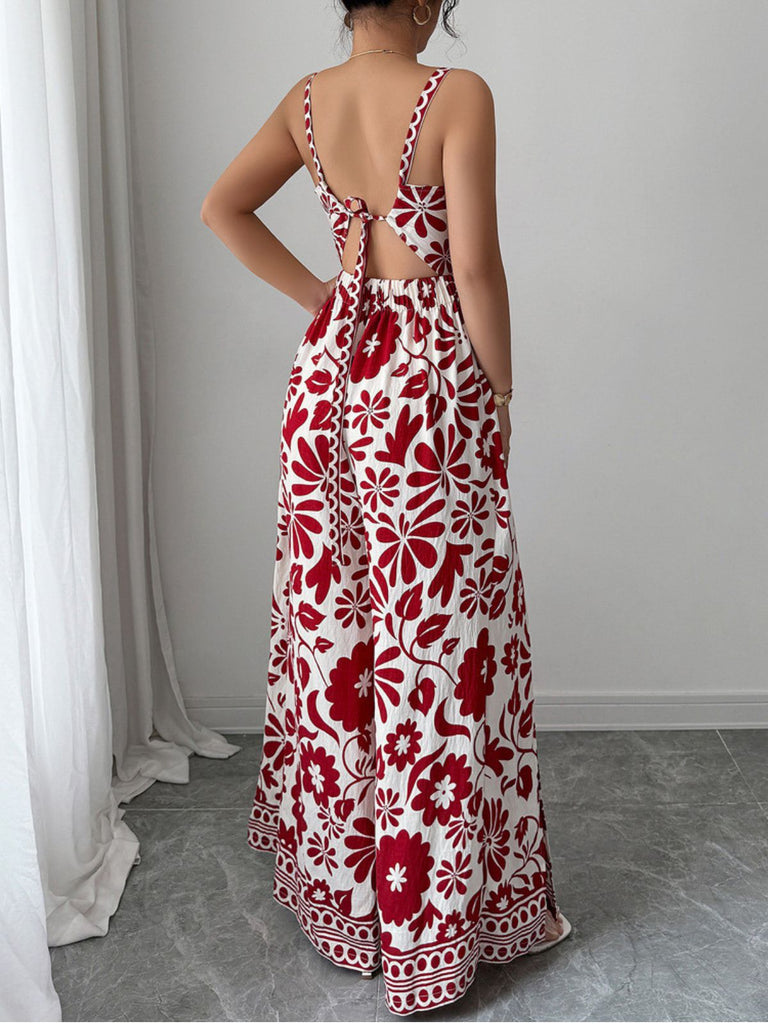 1970s Floral Boho Style Suspender Jumpsuit