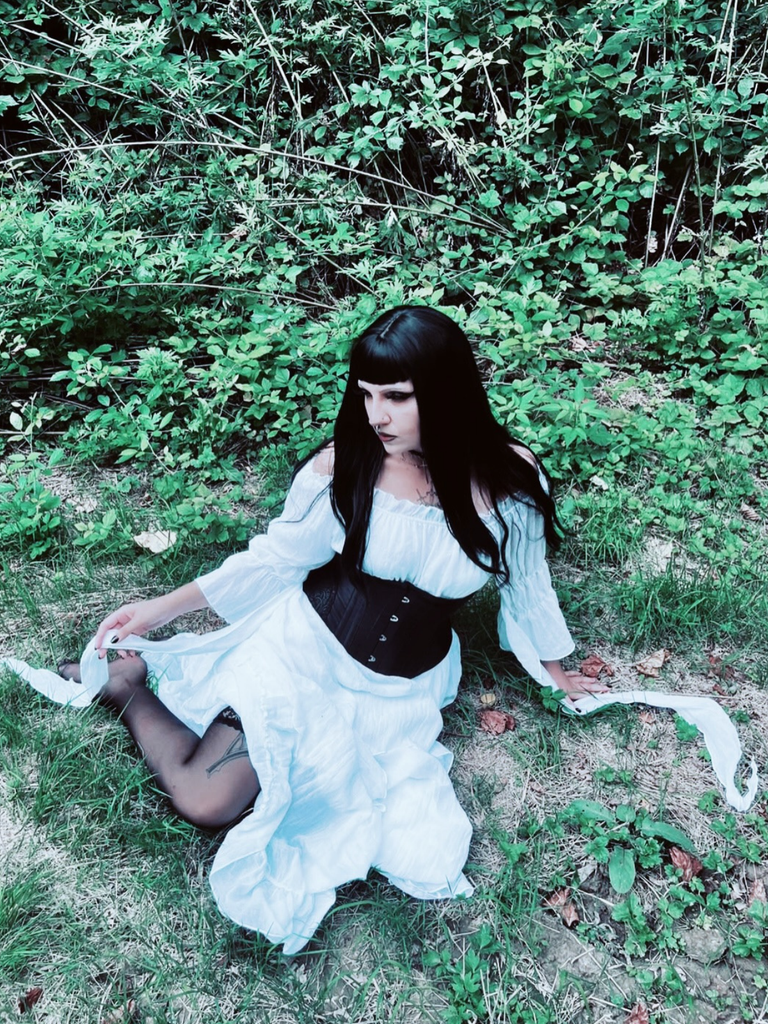 1980s Gothic Bell Sleeve Irregular Hem Dress