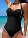 Black 1950s Halter Scallop-Trim One-Piece Swimsuit