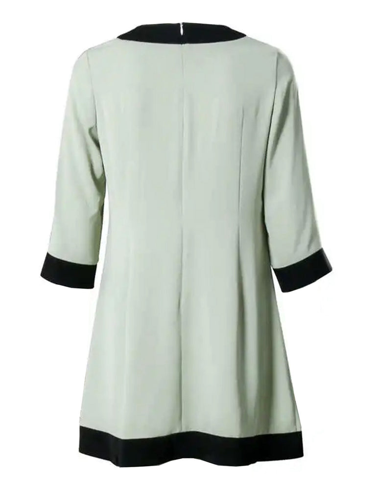 Green 1970s The Queen's Gambit Bow A-Line Dress