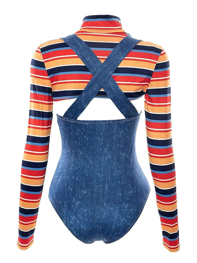 1970s Halloween Striped Costume Bodysuit