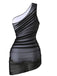 1940s Solid Mesh Pleated One-Shoulder Swimsuit