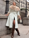 Cream 1950s Multi-Layer Fur Collar Patchwork Coat
