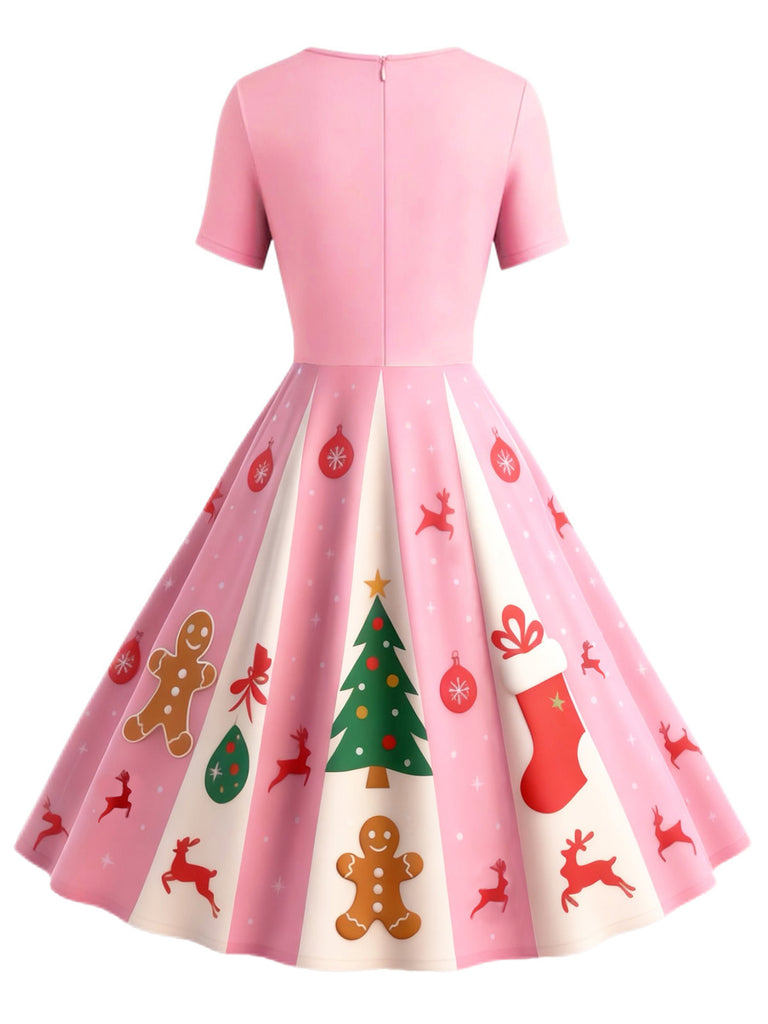 Brown 1950s Christmas Gingerbread Swing Dress