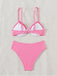 Pink 1950s Plaid Lace-Up Bikini Set