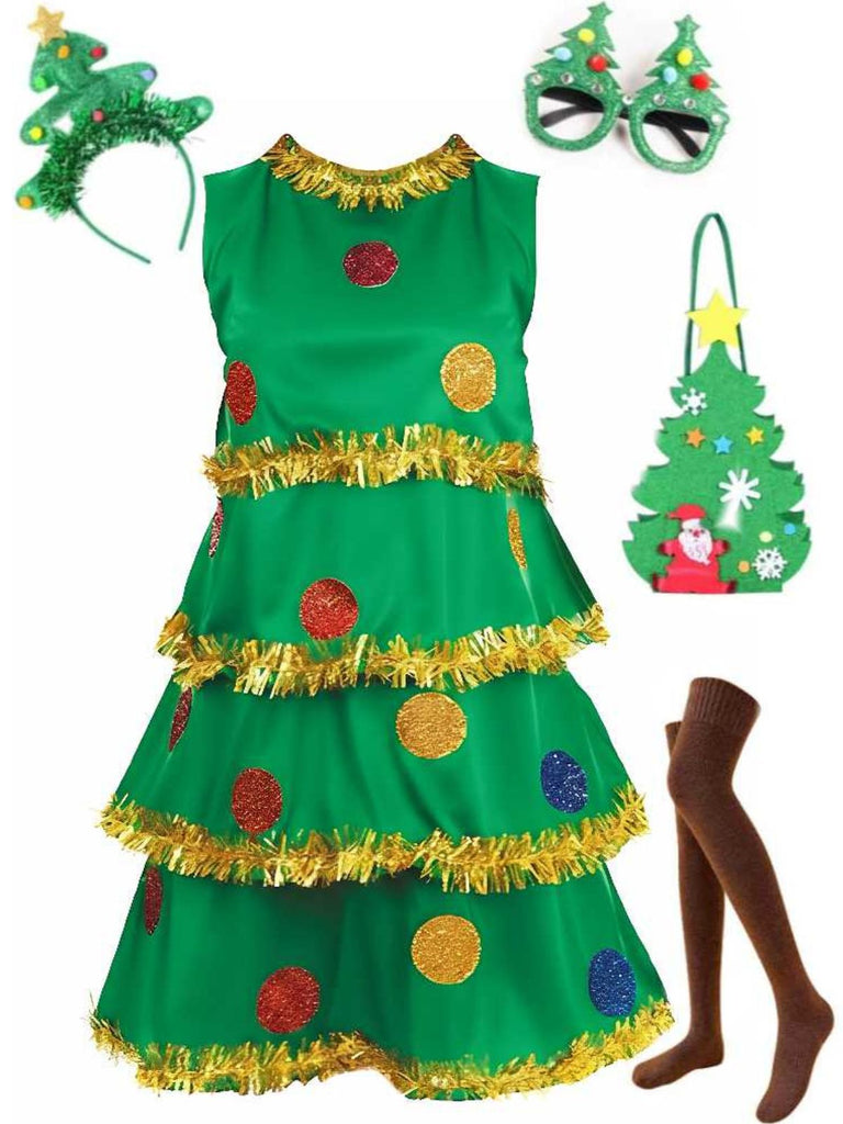 Green 1960s Christmas Tree Tiered Dress Set