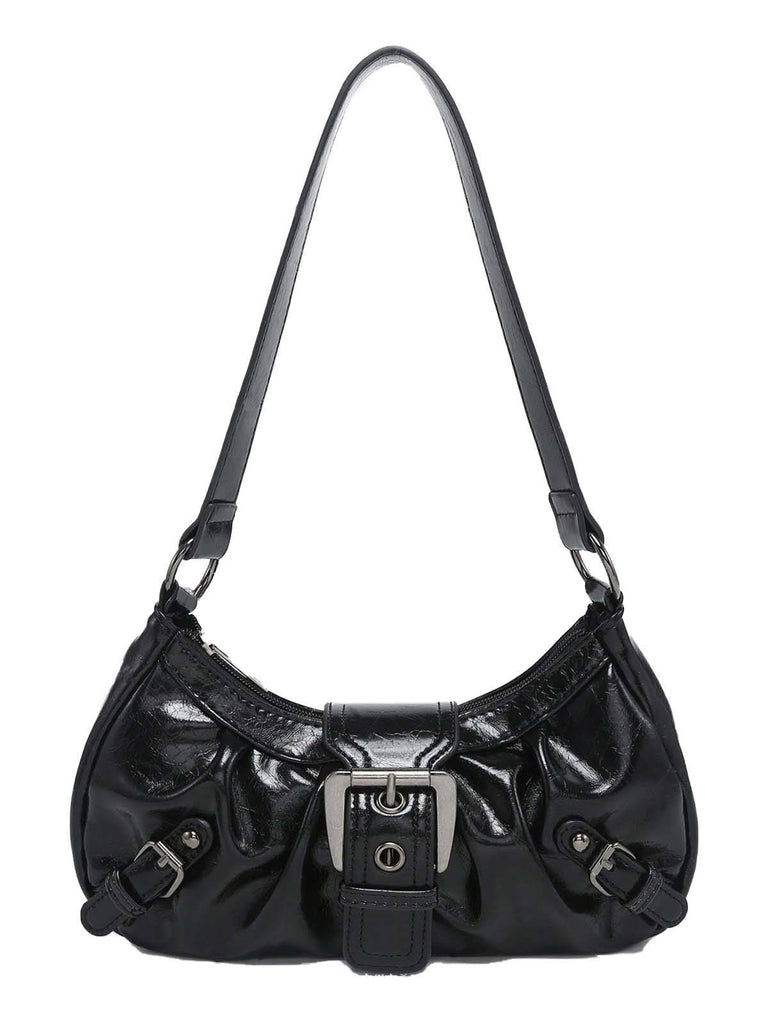 Vintage Leather Buckle Design Shoulder Bag