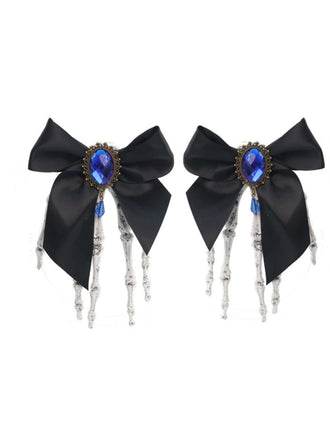 Black Gothic Bow Skeleton Hand Hair Clip
