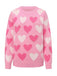 Pink 1950s Valentine's Day Heart Pearl Sweater