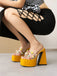 Gem Studded Transparent Chunky Heel Shoes