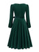 1950s Christmas Velvet Square Neck Long Sleeve Dress