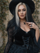 Black 1960s Gothic Flocked Dress