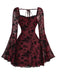 [Pre-Sale] Wine Red 1950s Lace Floral Bishop Sleeves Dress