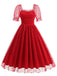 1950s Puff Sleeve Valentine Heart Mesh Dress