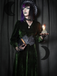 Green 1950s Keyhole V-Neck Pearl Velvet Dress