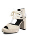 Ribbon Bow Lace-Up Chunky Heel Sandals