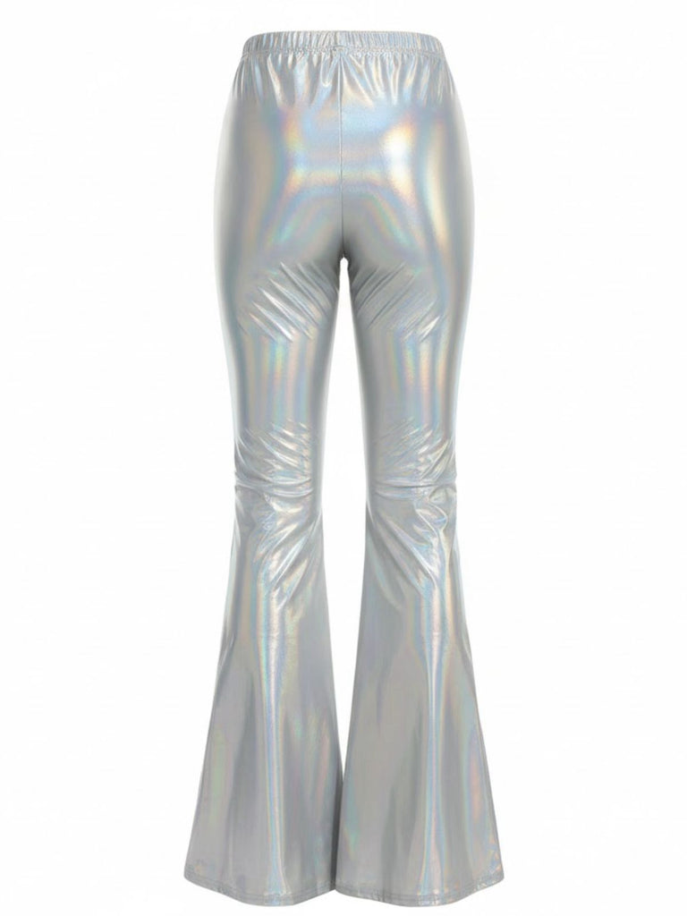 1970s Solid Laser Metallic Tight Bootcut Pants
