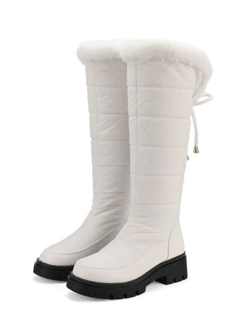 Faux Fur Knee High Snow Down Fabric Boots