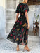 1940s Deep V-Neck Chiffon Polka Dots Floral Dress